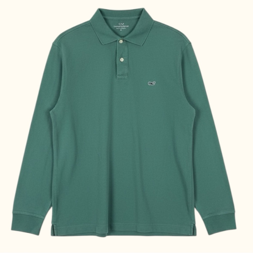Vineyard Vines Long-Sleeve Pique Polo – Green – Men’s Medium